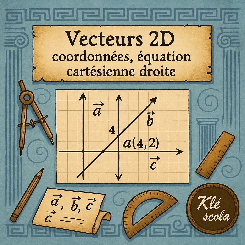 logo Vecteurs 2D avec coordonnées, equation cartésienne droite